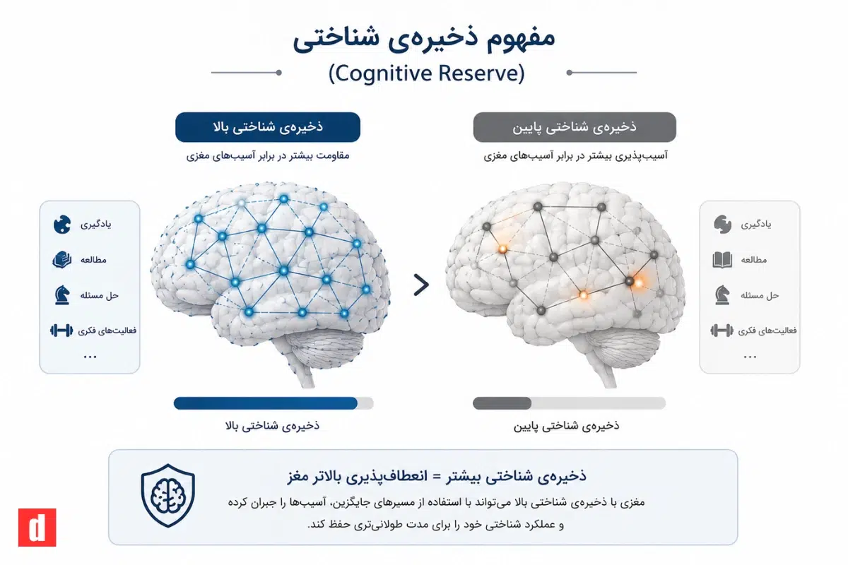 نمودار ساده از مفهوم ذخیره‌ی شناختی