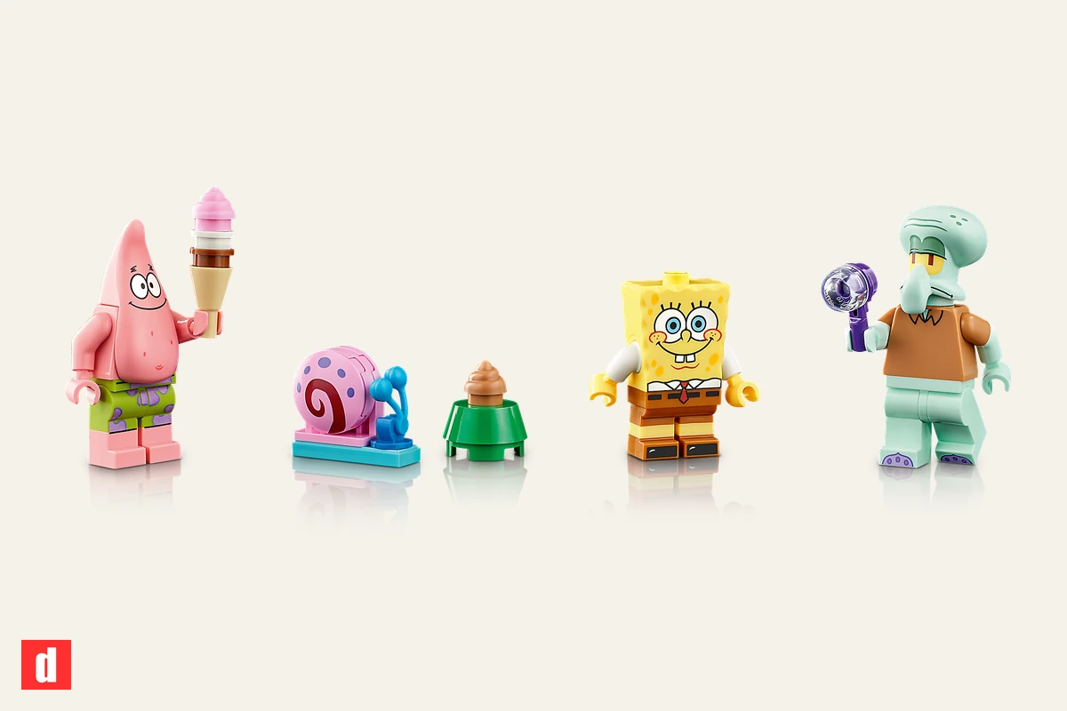 باب اسفنجی، پاتریک و اسکویدوارد در کنار گری و شخصیت آجری DoodleBob در ست 11386